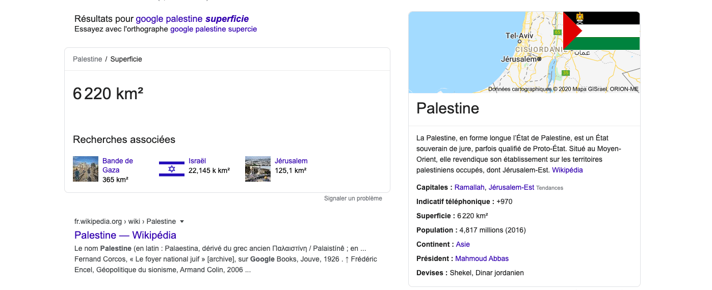 Google falsifie la superficie de la Palestine après l’annonce du plan de Donald Trump