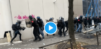 Des policiers attaqués au marteau hier lors des manifestations - VIDÉO