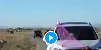 Algérie une voiture prend feu après un tir de fusil pour célébrer un mariage - VIDEO